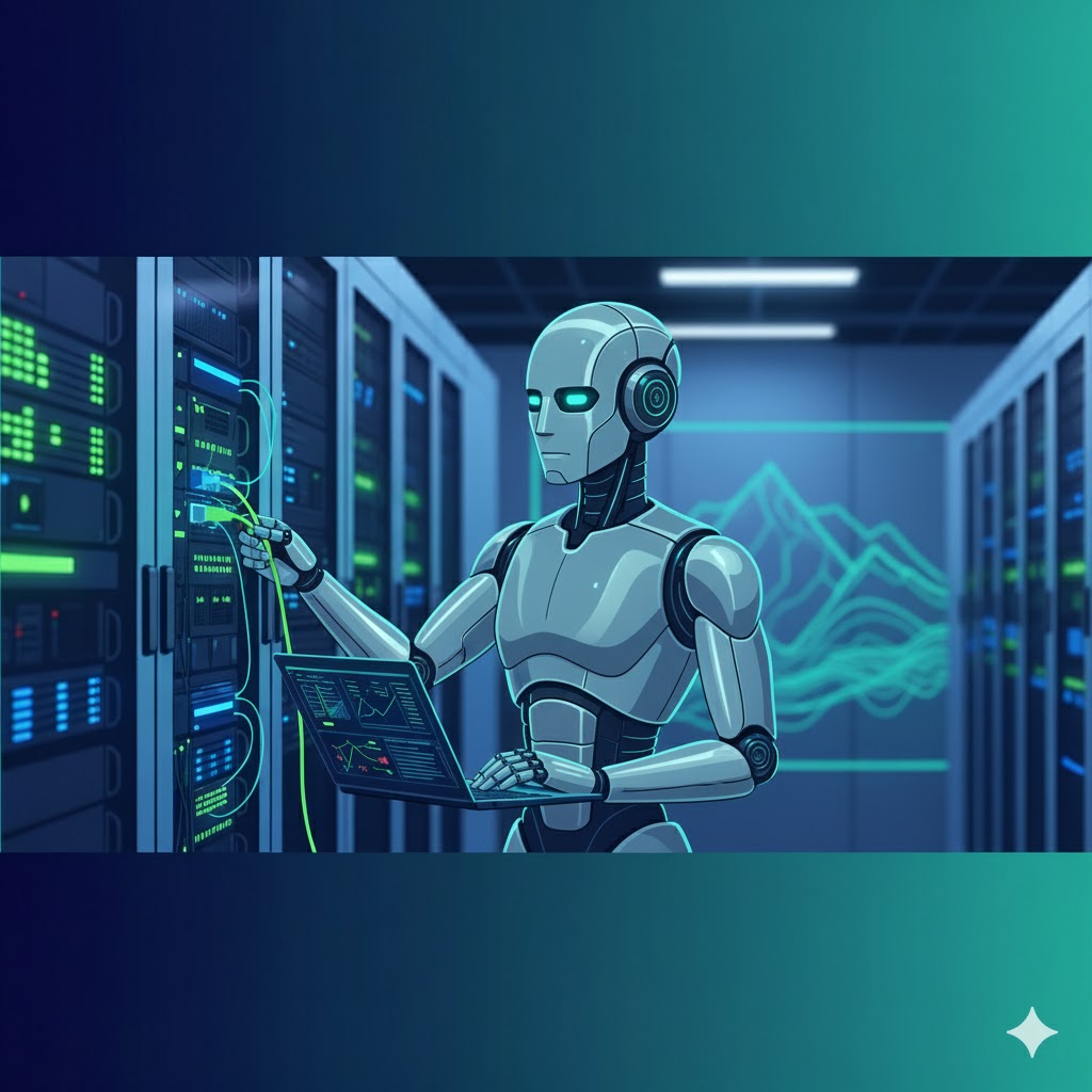 Person working on network servers