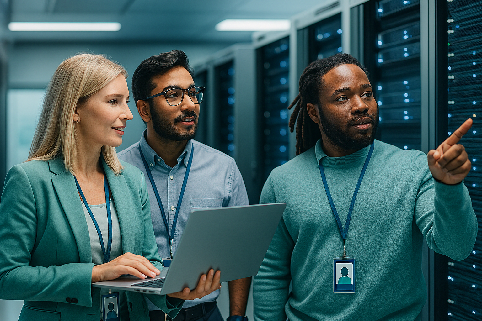 A professional IT team collaborating